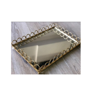 Décoration de la maison plateau de service cadre en métal base miroir table plateaux décoratifs à prix compétitif par Indian Metal World - Product Image 1