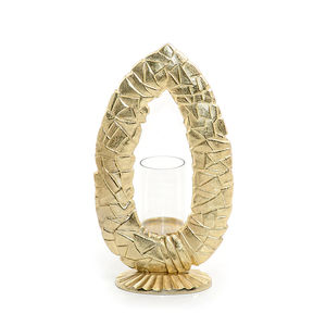 Diseño clásico Decoración del hogar Portavelas hecho a mano Portavelas de metal con forma de flor de calidad premium Color dorado - Product Image 6