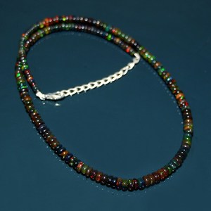 Collar de Plata de Ley con Cuentas Redondas Negras Naturales, 16 Pulgadas, Joyería de Ópalo de Fuego Etíope Genuino de Alta Calidad para Niños - Product Image 5