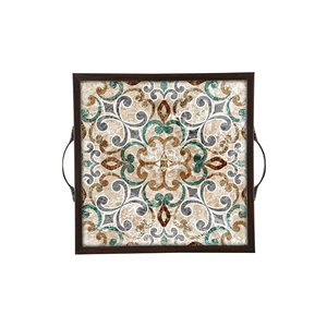 Plateau de service décoratif avec motif Paisley, finition laminée et poignées, pour usage résidentiel - Product Image 1