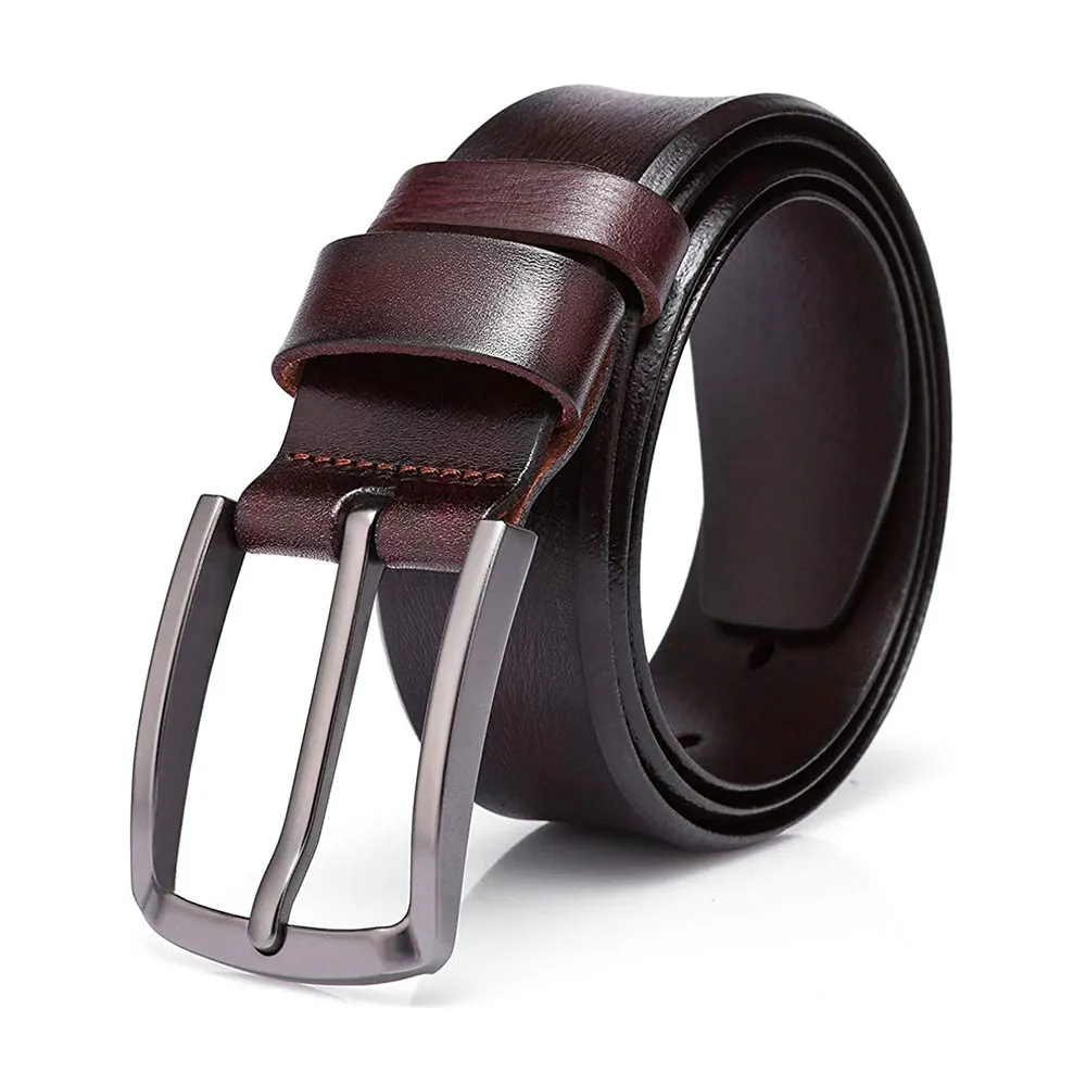 Top Quality 100% Solid Cow Skin Belt Men's Pure Cowhide Leather Pin Buckle Metal Belts Men