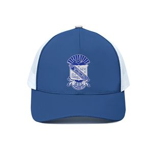 Casquette Trucker 5 Panneaux en Coton 100% avec Broderie 3D Personnalisée Phi Beta Sigma - Style Image Réglable pour Extérieur, Décontractée, Voyage, Quatre Saisons - Product Image 1