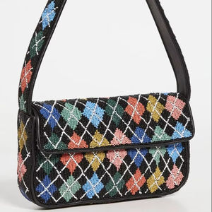 Hot Selling Diamond Pattern Beadwork Handbag Vintage Statement Women Purse Argyle Mini Shoulder Bag Comfortable Shoulder Strap - Product Image 1