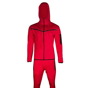 Conjunto Deportivo Unisex Rojo Multicolor con Logotipo Personalizado, Pantalones Utilitarios Multibolsillos, Chaqueta sin Mangas, Resistente al Viento, Transpirable, Poliéster/Algodón - Product Image 1