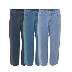 Pantalons en denim pour hommes, coupe droite, 100% coton, coupe ample, respirant, style vintage hip-hop, style streetwear, logo à la taille, décontracté, vente en gros - Product Image 2