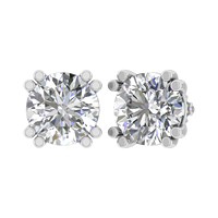 Boucles d'oreilles clous en diamant de laboratoire rond certifié IGI 3 CTW, en or massif 9k 14k 18k, sertissage à griffes, fermoir à vis, bijoux fins personnalisés