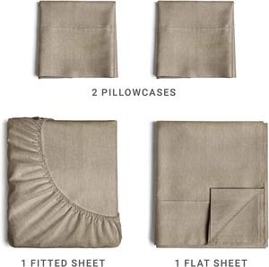 Wholesale High Quality 100% Cotton Bed <b>Sheet</b> <b>Set</b> Cooling Solid Color 4-Piece Filled Water Resistant Modern Customizable Bedding - Product Image 3