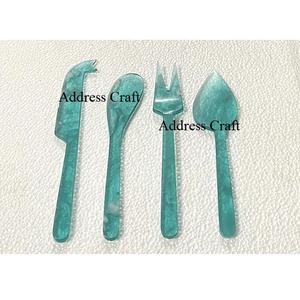 Juego de cubiertos de resina hechos a mano de 4 piezas, superventas, herramientas para queso, incluido cuchillo de corte, tenedor y esparcidor para Decoración de mesa - Product Image 4
