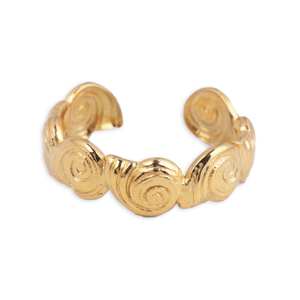 CUCOCUCA YXQ R216 Anello regolabile in acciaio inossidabile con design a spirale, finitura spazzolata alla moda, raffinatezza discreta, per l'uso quotidiano - Product Image 1