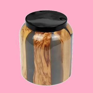 Brûleur Bakhoor élégant en résine grise et bois naturel avec plateau en métal Brûleur d'encens élégant pour la maison, le bureau et le Ramadan - Product Image 4