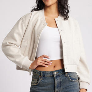 Chaqueta universitaria con logotipo personalizado de alta calidad para mujer, chaqueta de lana con letras de manga larga de nuevo estilo - Product Image 2