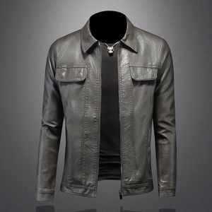 Chaquetas de cuero de moda de talla grande para hombre tela de lona - Product Image 1