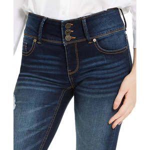 Jeans Skinny Indigo Rein Junior a Vita Media con Triplo Bottone e Risvolto, Stile Boyfriend in Denim Blu, Taglia XL, Lavabile, con Stampa Blu 5 - Product Image 3