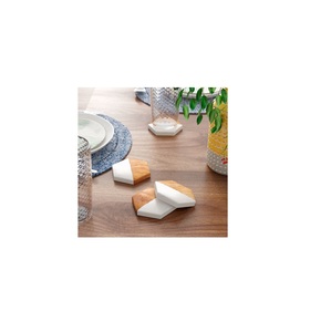 Dessous de verre classiques en marbre écologiques personnalisés avec bois d'acacia massif et pierre de marbre naturel Taille et couleur personnalisables - Product Image 1