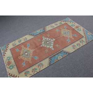 3x6.1 ft Vintage Turkish Rug, Accent Rug, <b>Brown</b> <b>Wool</b> Rug - Product Image 2