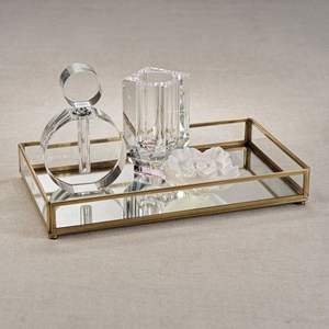 Plateau en métal de forme ronde et en verre miroir avec finition argentée utilisé pour l'accessoire de vaisselle pour la maison et l'hôtel - Product Image 5