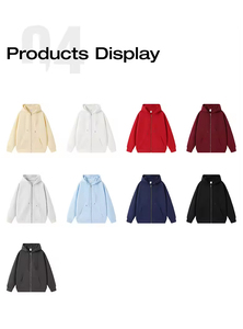 Sudadera con capucha personalizada con cremallera, de invierno, unisex, oversize, con hombros caídos, de algodón grueso y forro polar, ecológica - Product Image 2