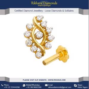 Alta calidad 18kt oro amarillo diamante nariz Pin tornillo madre e hijo a juego diamante tornillo nariz Pin Set por proveedor - Product Image 4