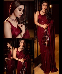 Georgette ชุดไหมพิมพ์ลายตามลำดับแบบเส้นหนาเสื้องานปาร์ตี้สไตล์อินเดีย - Product Image 1