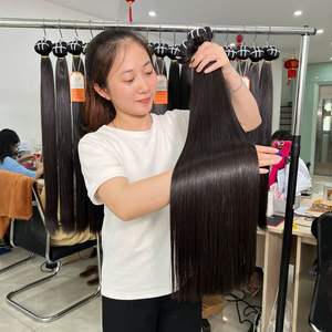 Best <b>Sale</b> Super Double Drawn Bone Straight Thick End Vietnamese Virgin Human Hair Weave Silky Human Hair Extensions - Product Image 1