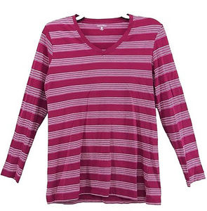 Camiseta de manga larga con cuello en V de punto informal de talla grande para mujer, 100% de algodón, transpirable, de secado rápido, bordado sólido, personalizable - Product Image 5