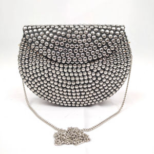 Elegant Alloy Metal <b>Clutch</b> for Women Premium Evening Bag with Crystal <b>Embellishments</b> and Chain Strap - Product Image 1