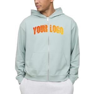 Sweats à capuche et sweat-shirt à fermeture éclair pour hommes 100% coton, sweat à capuche surdimensionné à épaules tombantes, sweat à capuche avec logo personnalisé pour homme - Product Image 1