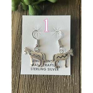 Navajo Sterling <b>Silver</b> Donkey Drop <b>Earrings</b> - Product Image 3