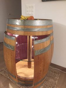 Modern Brown-Wood Barrel-Shaped Commercial Wine Cabinet for Home <b>Office</b> Living Room Warehouse - Product Image 5
