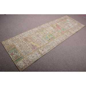 Vintage 2,6x7,9 ft Rug, <b>Runner</b> Turkish Rug, Brown <b>Green</b> Animal Print Rug - Product Image 2