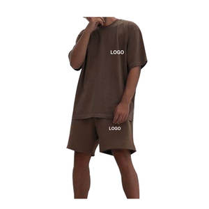 Vêtements de marque 2 pièces ensembles nouveaux hommes shorts décontractés ensembles à manches courtes t-shirt shorts ensembles solides - Product Image 3