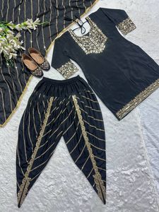Nouveau Designer Collection Heavy Pure Chinon Séquence Travail Et Broderie Top Et Dhoti Salwar Avec Dupatta Au Prix De Gros - Product Image 5
