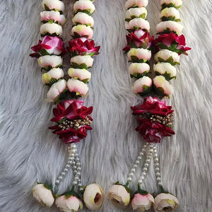 Guirnaldas florales Faux Garland Boda Varmala Novia Novio Mala Ceremonia de boda india Pooja Mala Joyería de flores artificiales frescas - Product Image 1
