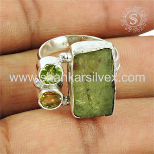 Bague de mariage en argent sterling faite à la main, prehnite, péridot, pierre précieuse, en gros, cadeau d'anniversaire, bijoux - Product Image 5