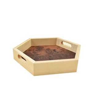 Bandeja de Madera con Forma Hexagonal para Decoración de Mesa en Bodas y Fiestas, Bandeja de Servicio para Catering, Bandeja de Madera para Servir Delicias - Product Image 1