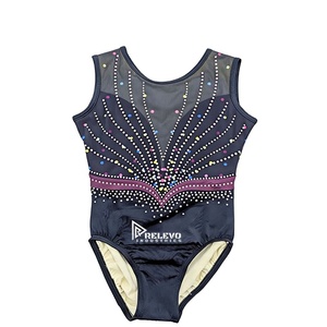 Maillot de Gimnasia Personalizado para Niñas, sin Mangas, con Pedrería, Malla, 220 GSM, Poliéster y Spandex, Transpirable y Elástico - Product Image 1
