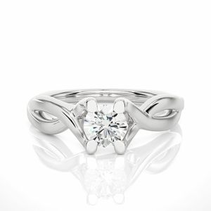 Bague de fiançailles en diamant rond solitaire avec tige torsadée pour femmes - Product Image 1