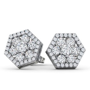 Boucles d'oreilles en grappe de diamants Moissanite de haute qualité classique 14K or jaune certifié 1.1CTW goujons taille ronde en gros de l'Inde - Product Image 3