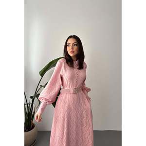 <span class=keywords><strong>Abito</strong></span> Lungo <span class=keywords><strong>Rosa</strong></span> <span class=keywords><strong>Cipria</strong></span> da Donna Elisa Fashion con Dettaglio Cintura - Product Image 3