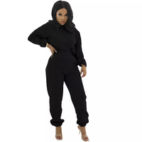 Conjunto Deportivo de Invierno de 2 Piezas para Mujer |   Pantalones cortos con capucha de felpa cálida con lentejuelas y borlas |   100% Algodón Grueso de Color Sólido con Agujeros