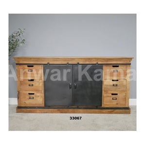Galvanized Industrial <b>Display</b> <b>Cabinet</b> With Drawer Wood Storage <b>Cabinet</b> For Home Living Room Bed Room & office Decor - Product Image 6