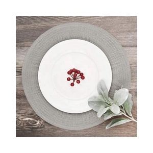 Maroon Colour Embroidered Exquisite Braided Round Christmas Colourful Customizable Machine Washable 2024 Trendy <b>Table</b> Placemats - Product Image 3