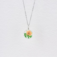 Collier de fleurs séchées véritables, fleurs naturelles pressées faites à la main avec verre épais, bijoux élégants pour femmes
