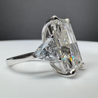 10 carats coupe rayonnante laboratoire cultivé diamant trois pierres bague de fiançailles 14K or blanc F couleur VVS clarté pour les femmes grande bague en diamant