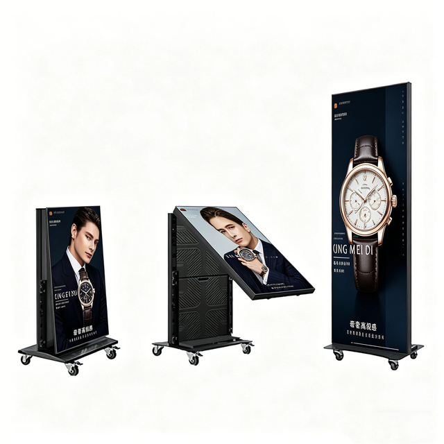 Factory Direct P2.0 LED Advertising Screen Portable Foldable Movable Floor Standing Indoor Outdoor Commercial Digital Display