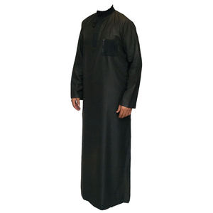 Ropa musulmana de hombre teñida de negro con diseño personalizado thobe hombres musulmanes árabes de Dubái hombres islámicos árabes sin capucha Thobe Jubba - Product Image 6