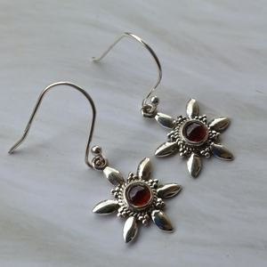 Handmade 100% Solid 925 Sterling Silver <b>Earrings</b> Garnet Gemstone <b>Pearl</b> <b>Diamond</b> for Engagement Fine Work Jewelry for Wedding - Product Image 3