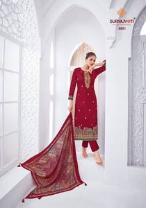 ผ้าซาตินพิมพ์ลายดิสชาร์จ งานปักฟอยล์ คอลเลคชั่น SURYAJYOTI แบรนด์ดัง ทรงปกติ ใส่ได้ทุกฤดู มีสินค้าพร้อมส่งสำหรับงานปาร์ตี้ - Product Image 5