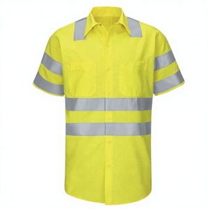 เสื้อทำงานผ้าฝ้ายสะท้อนแสง Hi Vis สำหรับทุกเพศ มาตรฐาน ANSI Class 2 คุณภาพดีที่สุด พร้อมแถบสะท้อนแสงและโลโก้แบบกำหนดเอง - Product Image 1