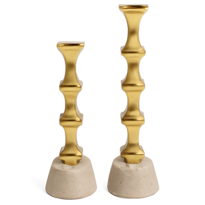 Modern <b>black</b> <b>candlestick</b> <b>holder</b> set of 2 with marble stone base sculptural candle stands minimalist home wedding and party decor - Product Image 5